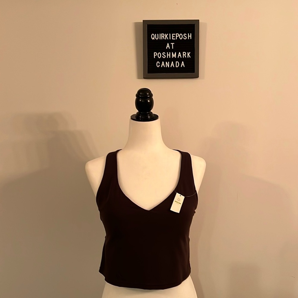 Aerie Offline XL Bra/Sports Bra V-Neck Brown NWT Gorgeous Triangle Back